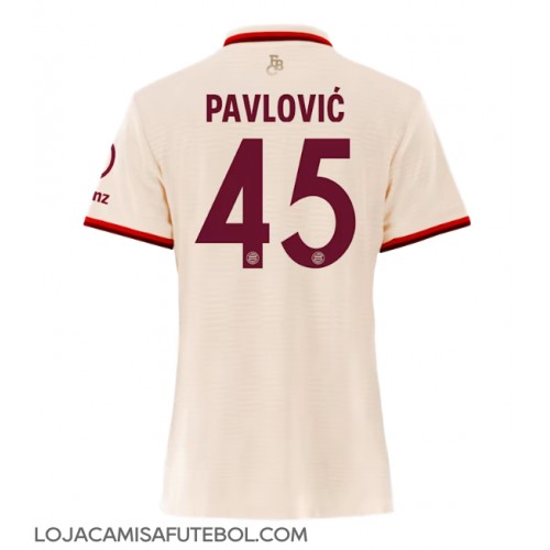 Camisa de Futebol Bayern Munich Aleksandar Pavlovic #45 Equipamento Alternativo Mulheres 2024-25 Manga Curta